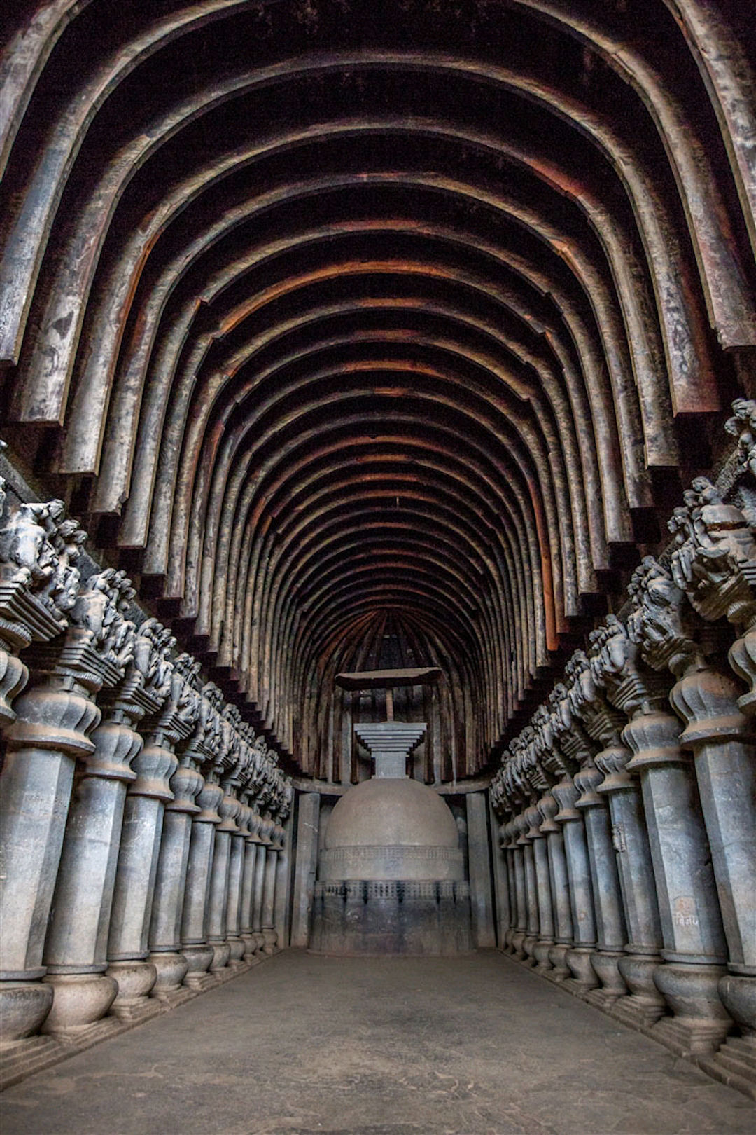 Ancient Buddhist chaitya hall at Karla Caves near Lonavala