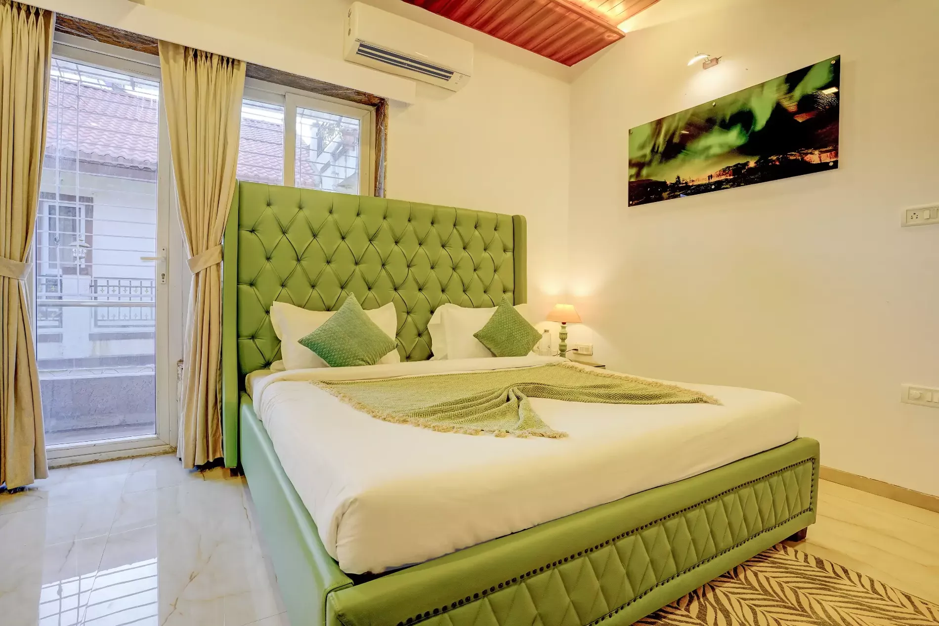 First-floor bedroom interior at LonavillaStay 4BHK villa in Lonavala