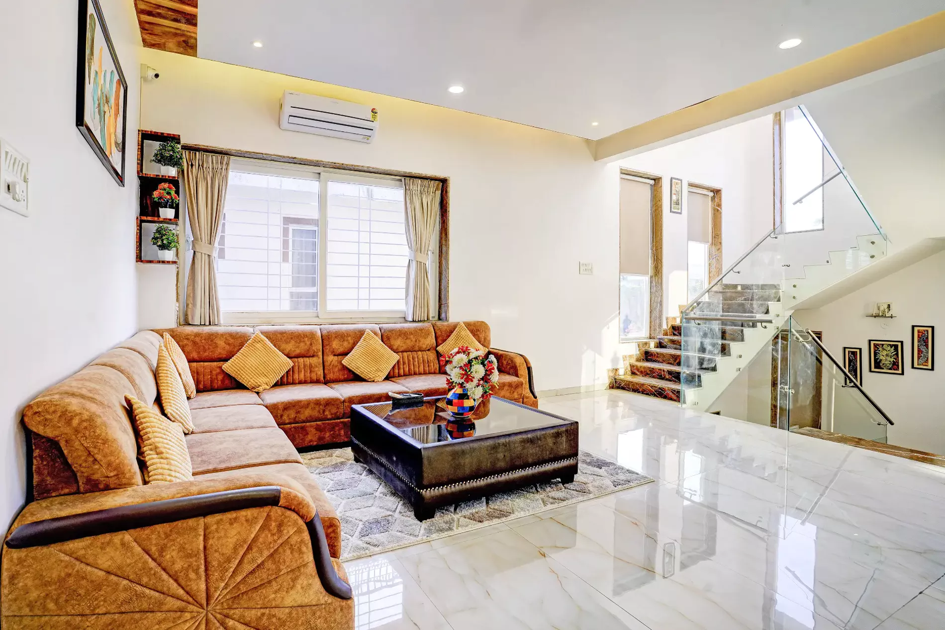 Spacious first-floor living hall at LonavillaStay 4BHK villa