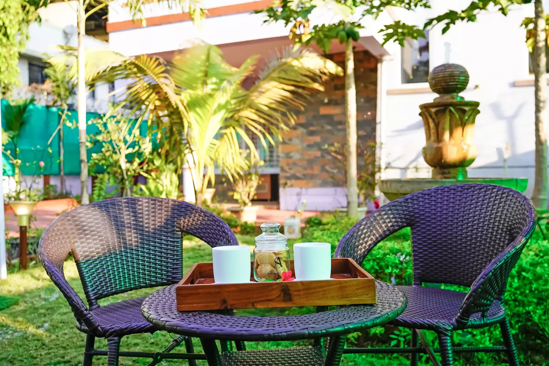 Landscaped garden lawn at LonavillaStay villa in Lonavala