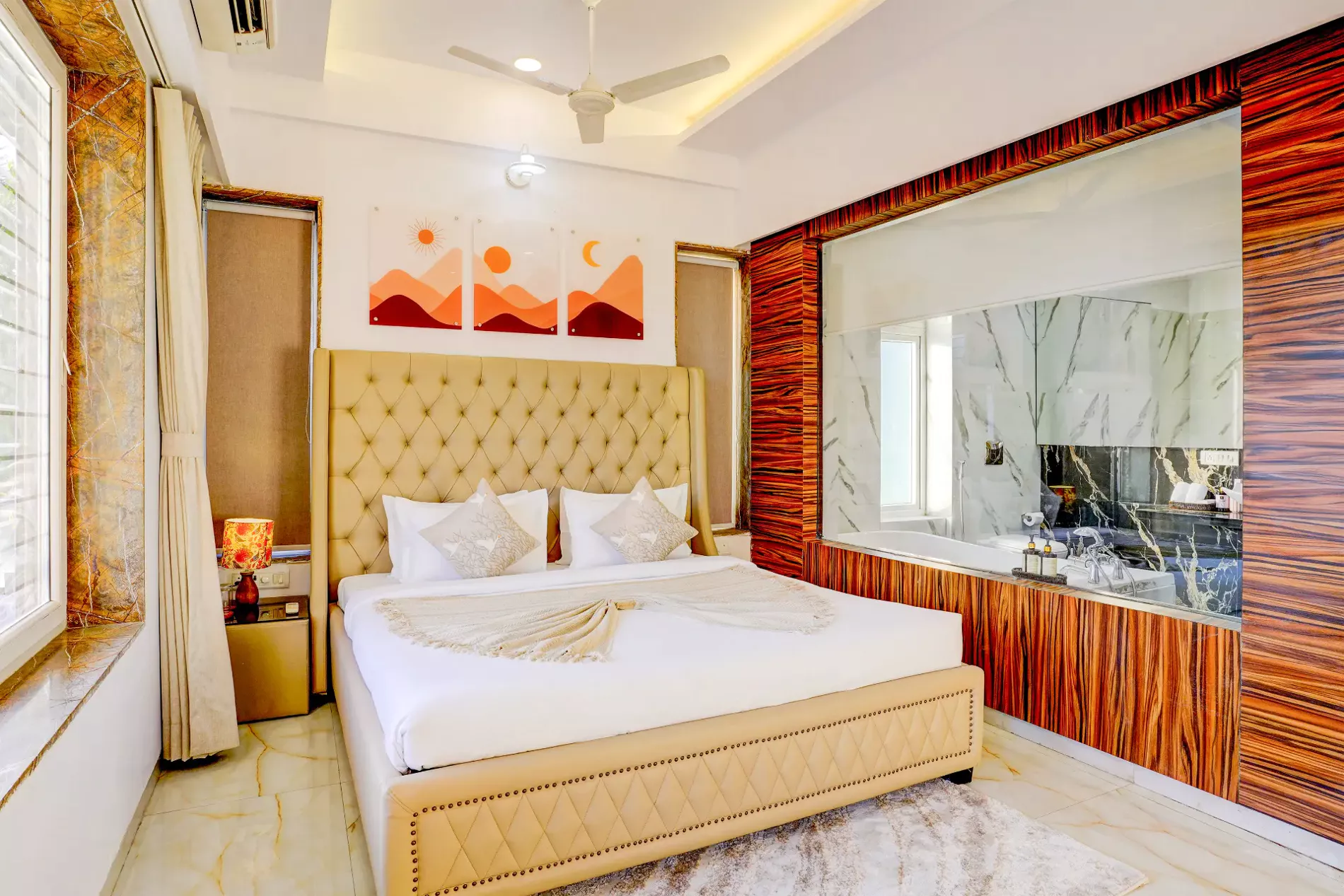 Master suite bedroom at LonavillaStay 4BHK villa in Lonavala