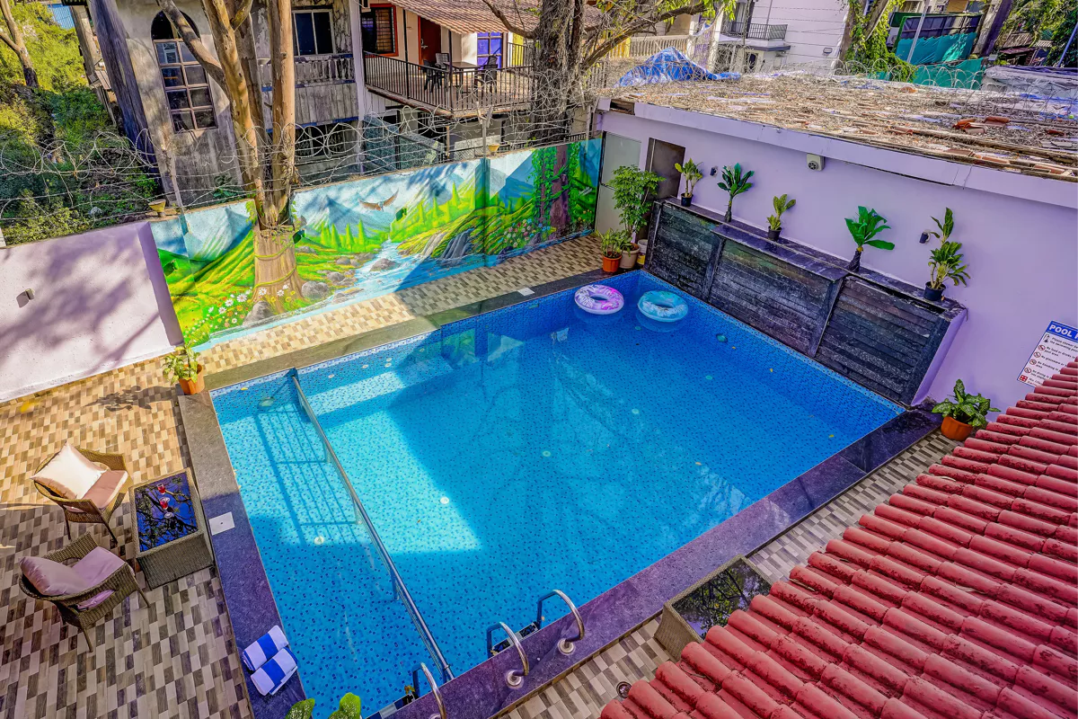 Swimming pool alternate view at LonavillaStay private pool villa
